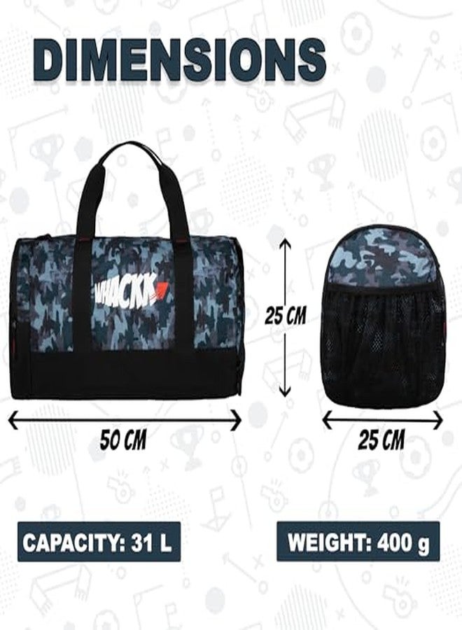 Whackk Cardio 31L Gym Fitness Workout Training Sports Travel Duffle Bag Separate Shoe Pocket Dry Wet Pocket Multipurpose Carry Bag Adjustable Strap Lightweight Sports Kit Men Women (Wild Stone) - Image 3
